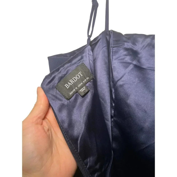 Bardot Carmelle Navy Blue Ruffled Square Neck Cocktail Dress - Picture 9 of 11